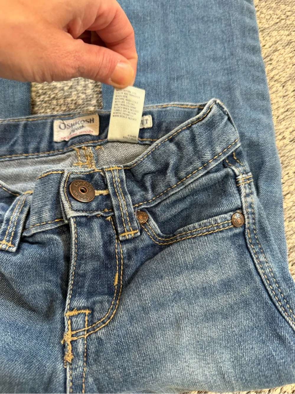 VTG Y2K OshKosh B'gosh Girls Boot Cut Slim Jeans Sz 5 Oshkosh Embroidered Pocket